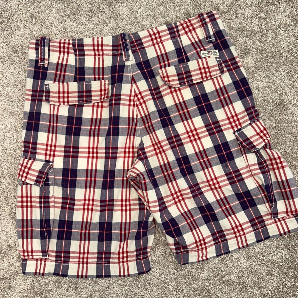 Polo Jeans Co Ralph Lauren Plaid Cargo Shorts y2k Men Size 36 Vintage Baggy